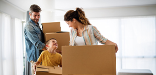 family with boxes